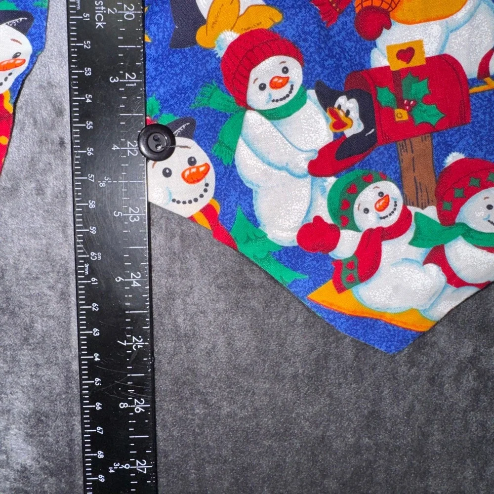 Vintage Christmas Snowman Penguin Holiday Vest Blue Multicolor Mens Large XL